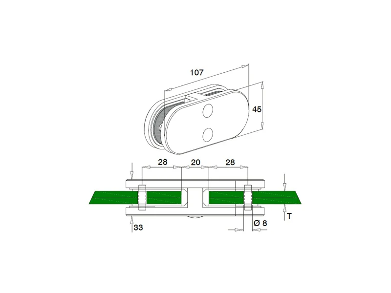 180 Degree Glass Clamp Structure